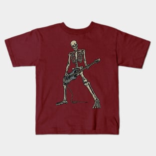 Skeleton Playing Guitar for Rock Music Lover Gift and Hardcore Music Fan Present Kids T-Shirt